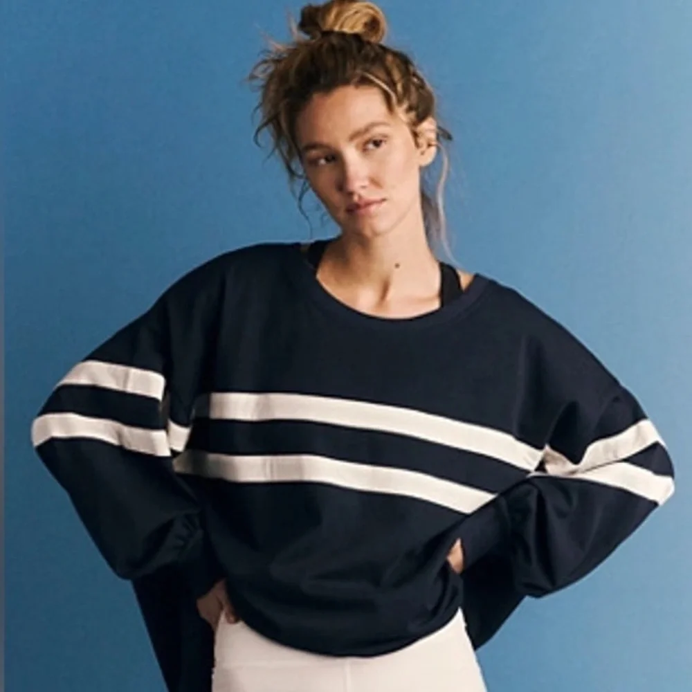 Fp Movement by Free People Post Up Layer Sweater navy combo Top Size Medium - Picture 3 of 11
